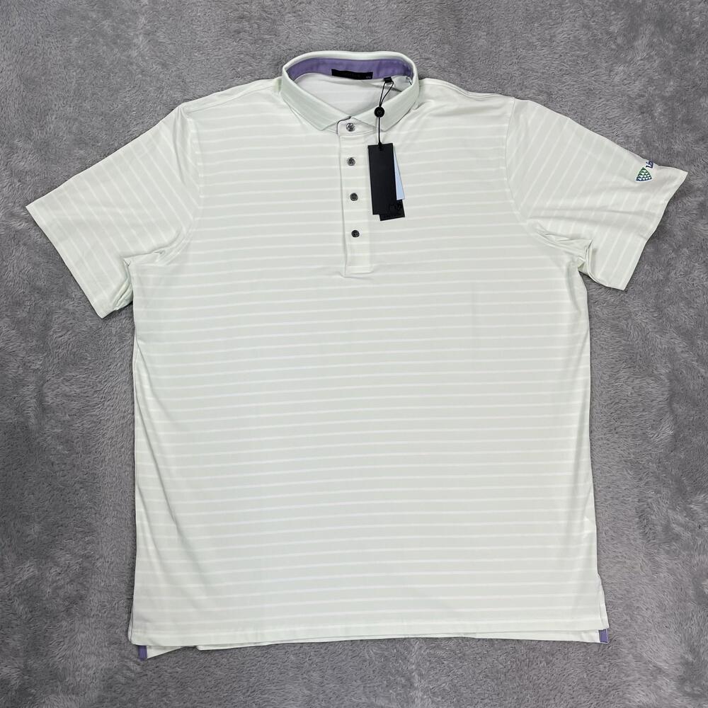 Greyson Suni Polo Shirt Mens 2XL Green Striped Recycled Stretch Golf Performance